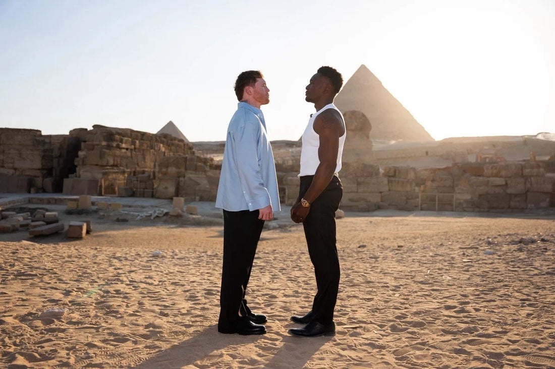 Canelo Alvarez and Christian Mbilli face off near the pyramids of Giza in May 2026
