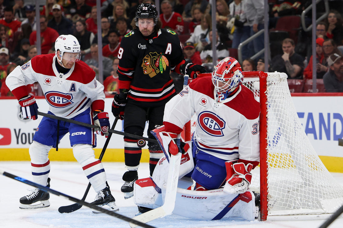 Jacob Fowler tending goal for the Montreal Canadiens during the 2026 season