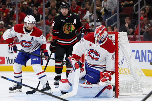 Jacob Fowler tending goal for the Montreal Canadiens during the 2026 season