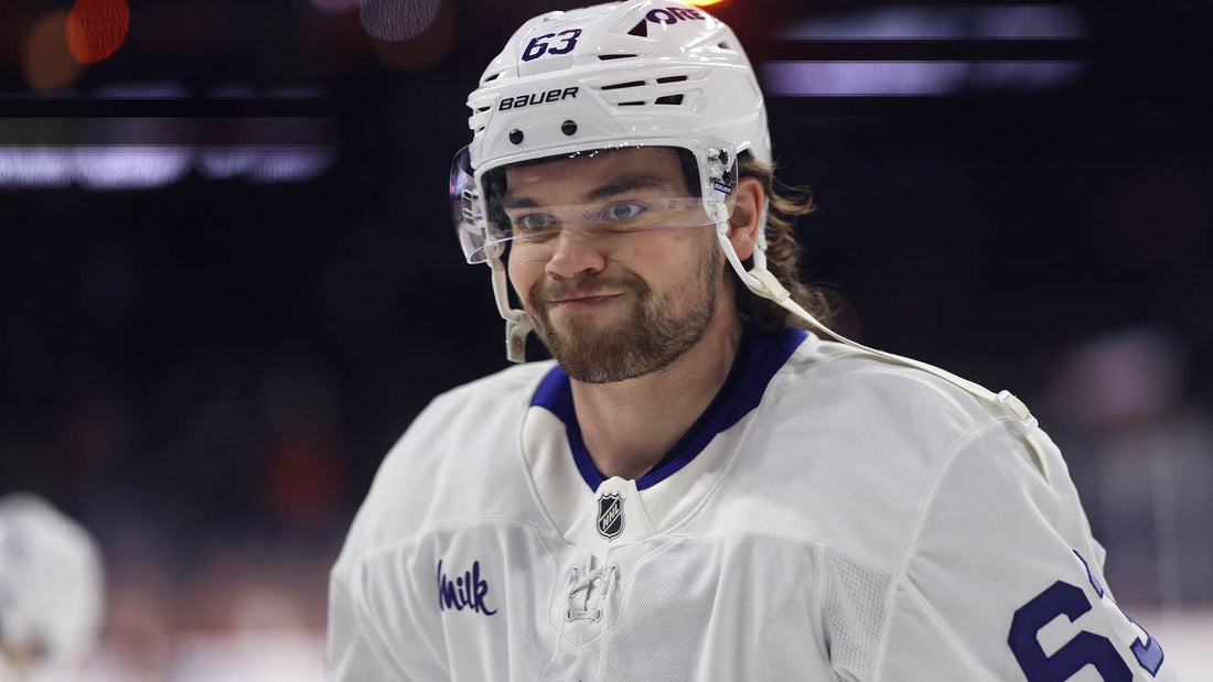 Matias Maccelli in the Islanders' 2026 uniform before his October injury