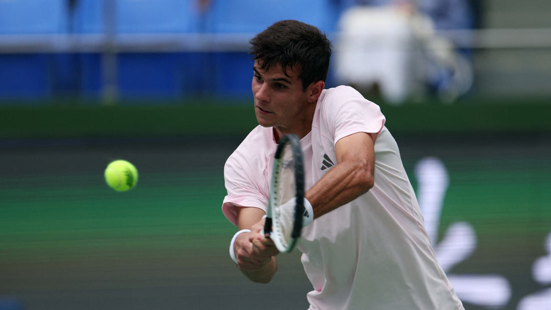 Rafael Jodar hitting a tennis shot at the 2026 Shanghai Masters