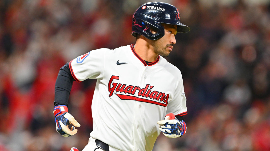 Steven Kwan batting for the Cleveland Guardians during the 2026 American League Championship Series