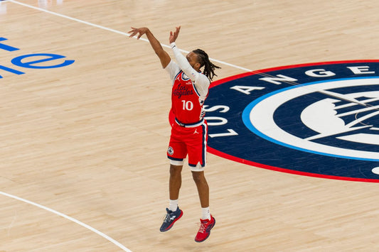 Darius Garland takes a jump shot for the Los Angeles Clippers against Sacramento in March 2026