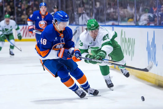 Matthew Schaefer in a New York Islanders blue and orange jersey during the 2026 season