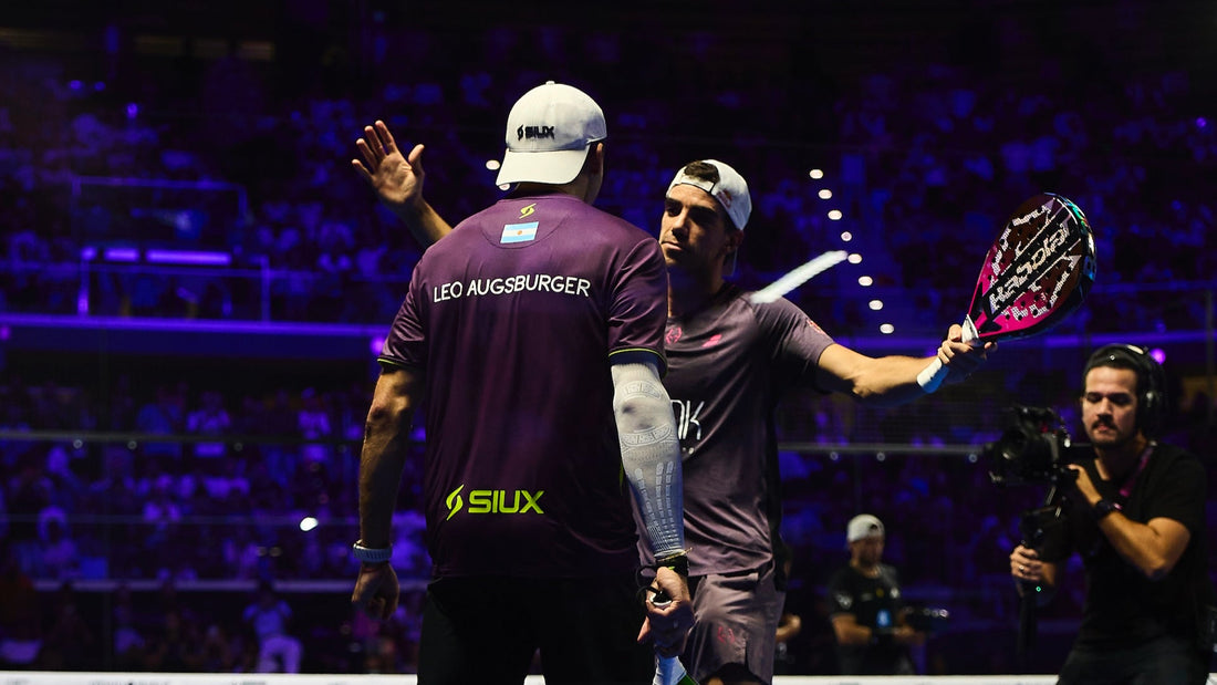 Juan Lebrón and Leo Augsburger on court at the 2026 Milano Premier Padel P1