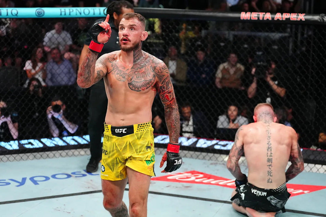 Renato Moicano celebrates his UFC Vegas 115 victory in April 2026
