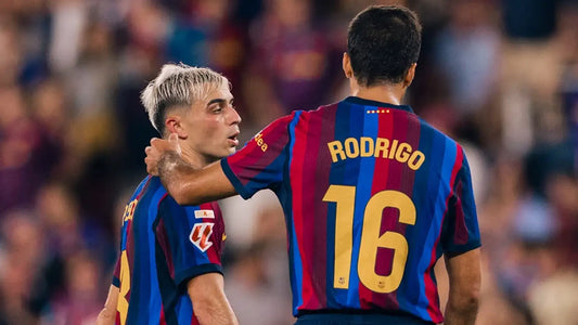Pedri and Rodri in Barcelona's 2026-27 kit ahead of PSG's Champions League meeting