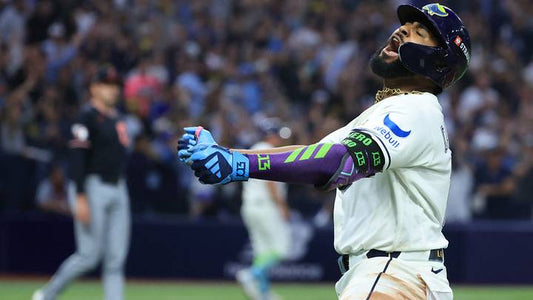 Junior Caminero celebrates after homering for Tampa Bay in ALCS Game 6, October 19, 2026