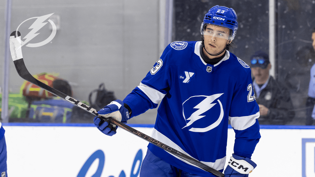 Sam O'Reilly in Tampa Bay Lightning gear in 2026