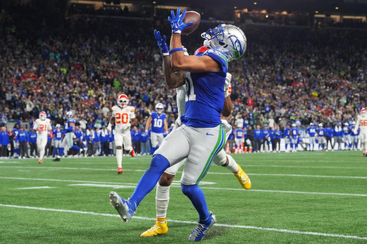 Jaxon Smith-Njigba catches a pass for Seattle against Kansas City on October 25, 2026