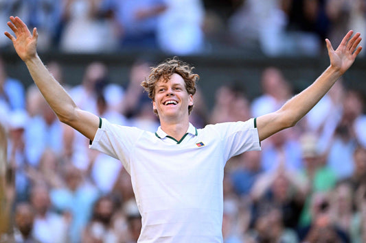 Jannik Sinner celebrating his Wimbledon title in July 2026