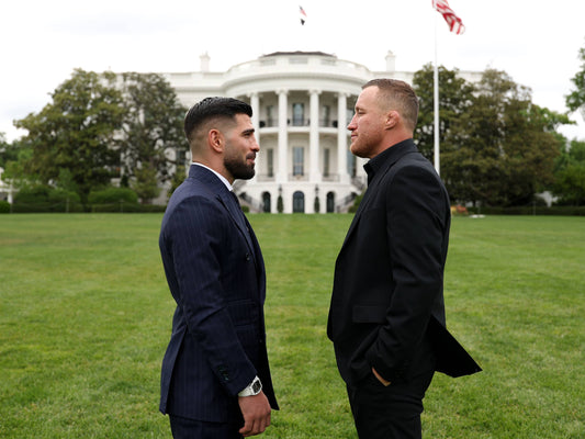 Ilia Topuria and Justin Gaethje face off before their UFC White House title fight