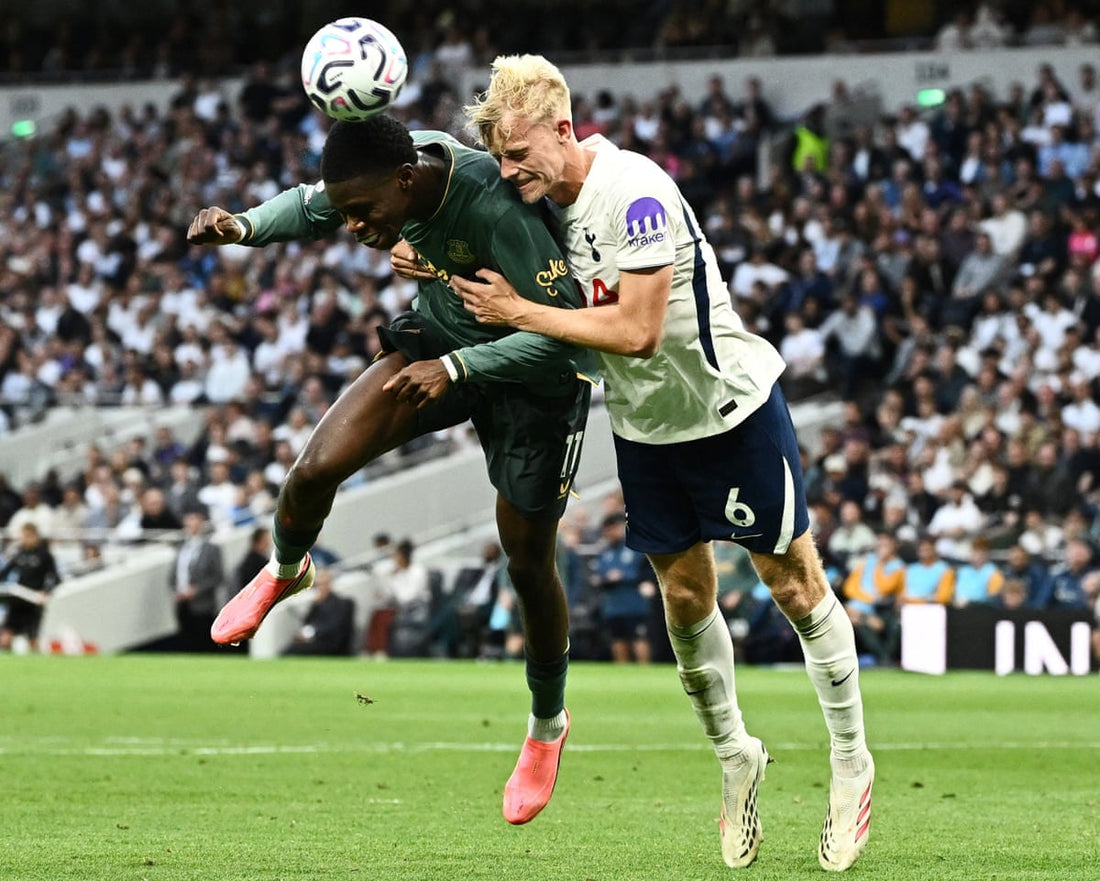 Tottenham Hotspur and Everton contest a header during their September 2026 Premier League match
