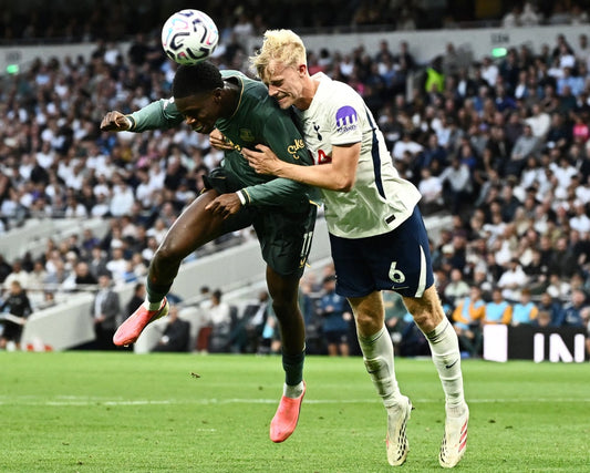 Tottenham Hotspur and Everton contest a header during their September 2026 Premier League match