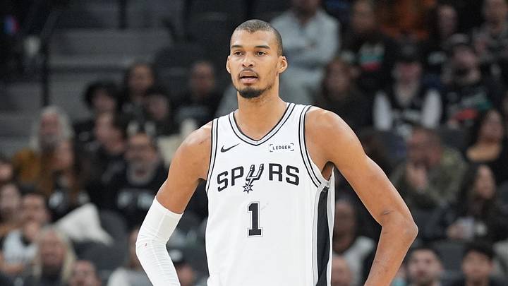 Victor Wembanyama in a white San Antonio Spurs jersey during the 2026 season