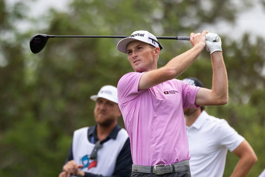 Will Zalatoris playing the 2026 Valero Texas Open in a pink shirt