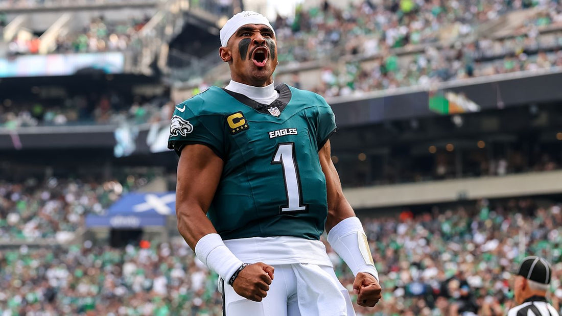 Jalen Hurts in Eagles uniform during the 2026 Philadelphia–Washington matchup