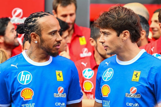 Lewis Hamilton and Charles Leclerc together during Ferrari's 2026 Italian Grand Prix weekend