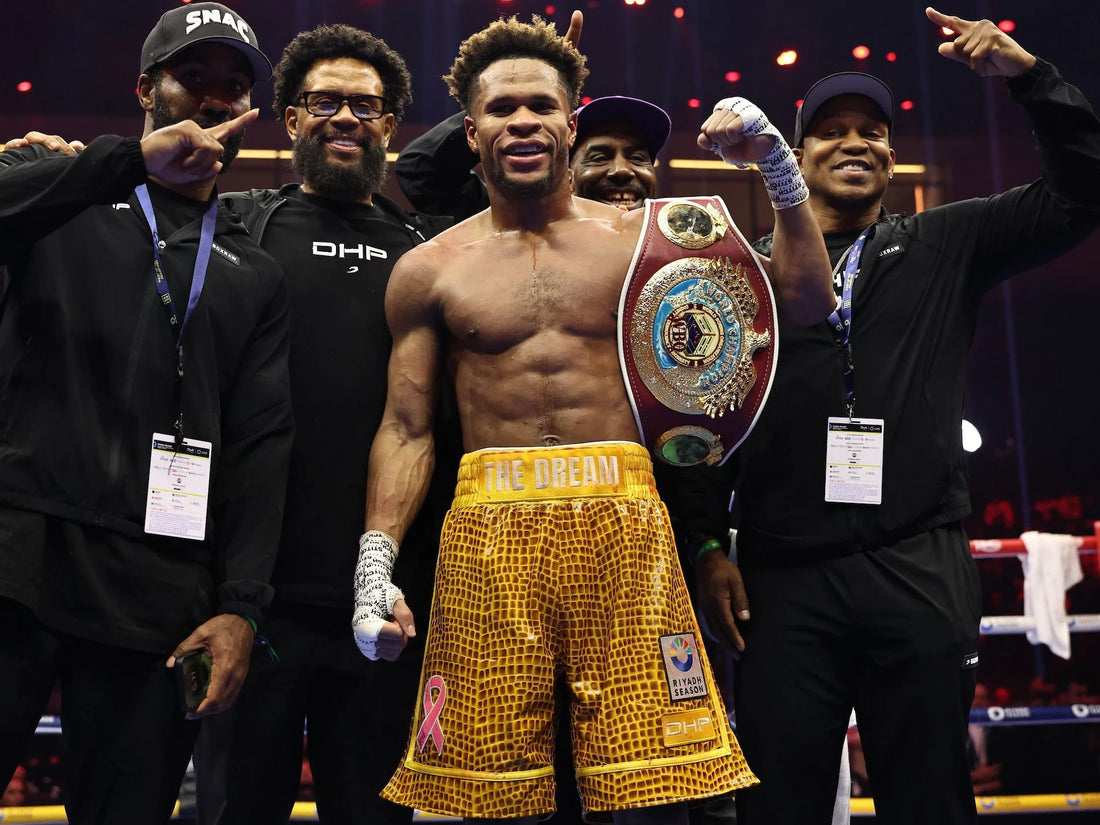 Devin Haney celebrates with the WBO welterweight title after beating Brian Norman Jr.