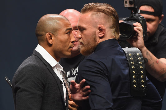 Jose Aldo and Conor McGregor stare down ahead of UFC 194 in 2015