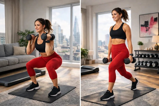 Home lower-body strength workout with dumbbells