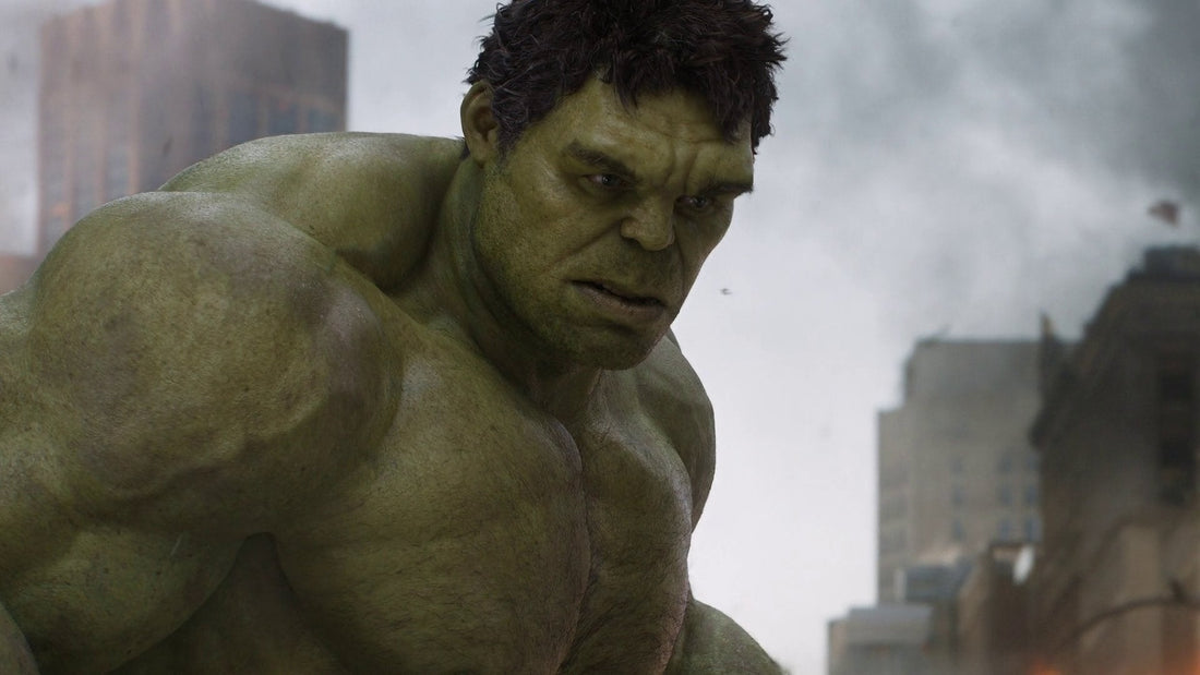 Hulk in a powerful muscular pose for a strength science article
