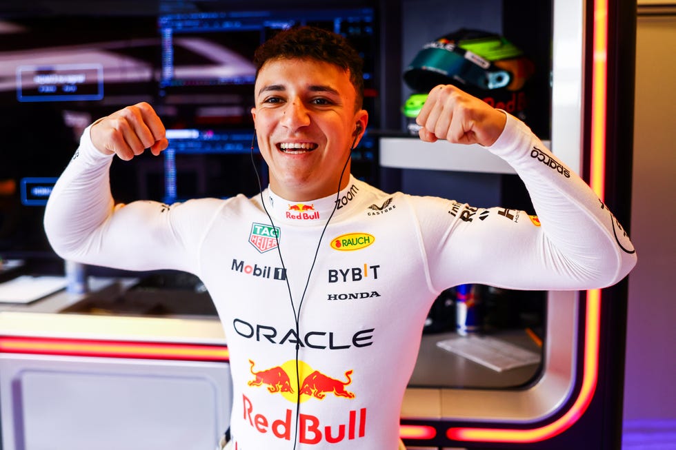 Isack Hadjar in Oracle Red Bull Racing team gear before the 2026 Madrid Formula 1 weekend