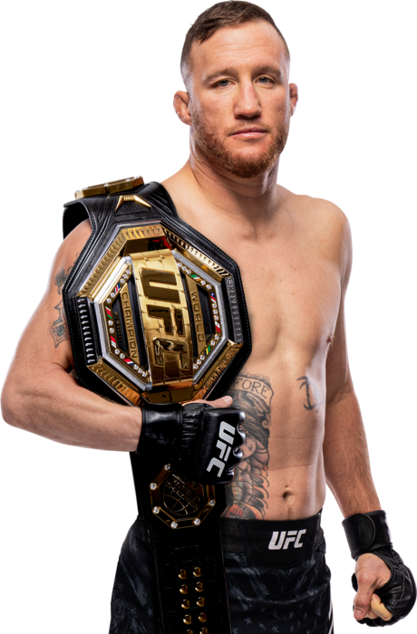 Justin Gaethje with the UFC lightweight championship belt