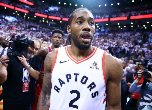 Kawhi Leonard in a Toronto Raptors jersey