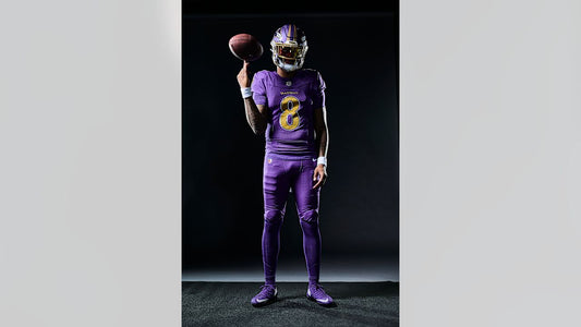 Lamar Jackson wearing Baltimore Ravens 2026 purple uniform