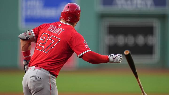 Mike Trout in a Los Angeles Angels uniform