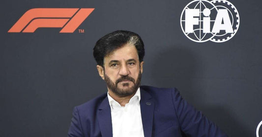 FIA president Mohammed Ben Sulayem speaking against an FIA and Formula 1 backdrop in 2026