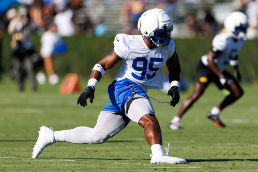 Myles Garrett with the Los Angeles Rams during 2026 training camp