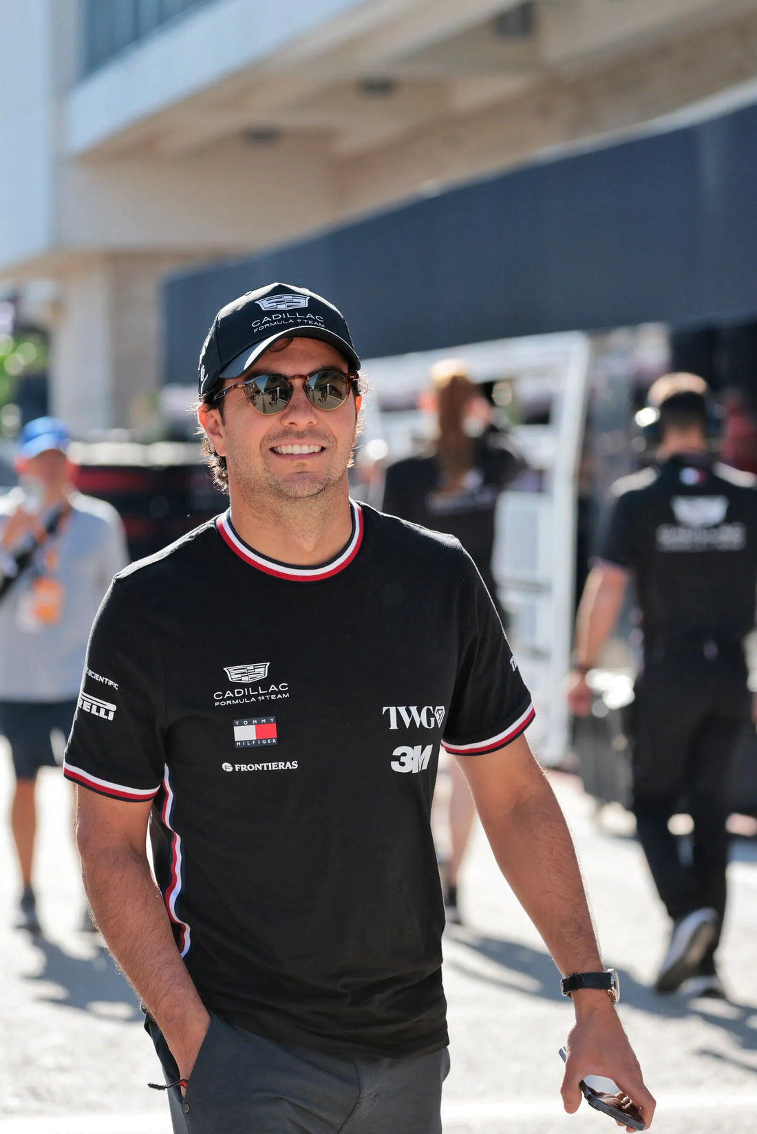 Sergio Perez wearing Cadillac team clothing during the 2026 United States Grand Prix