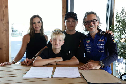 Robin Raikkonen with Kimi Raikkonen and Red Bull leadership in 2026