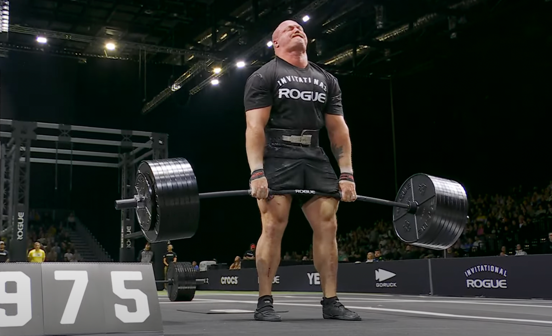 Mitchell Hooper deadlifting at an earlier Rogue Invitational strongman competition