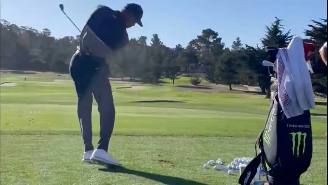 Tiger Woods hits golf shots at the TGR Junior Invitational at Pebble Beach in October 2026