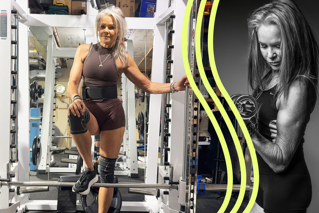 Emmie Sanh training with weights in her home gym at age 71