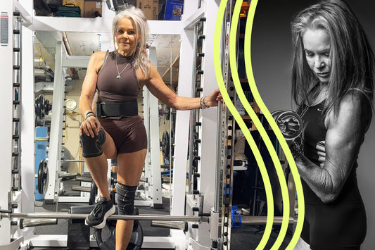 Emmie Sanh training with weights in her home gym at age 71