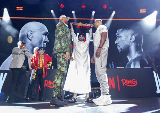 Tyson Fury and Anthony Joshua face off at their September 2026 launch press conference
