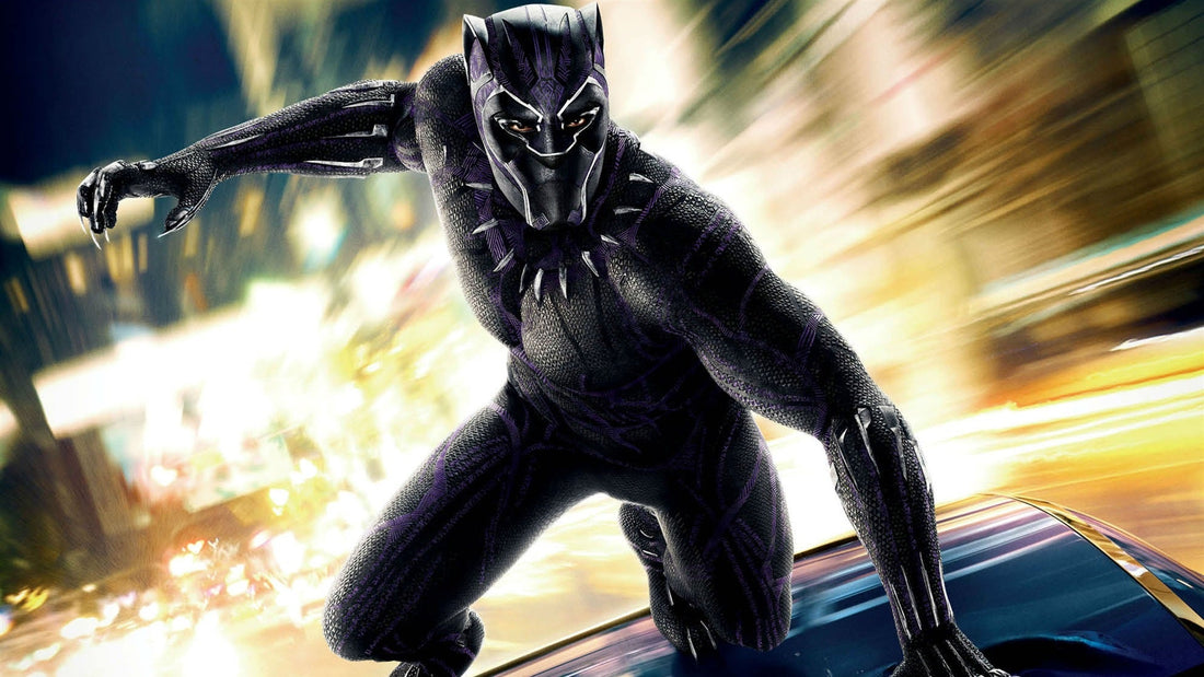 Black Panther in an athletic action pose