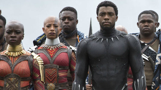 Chadwick Boseman as Black Panther in an athletic hero image