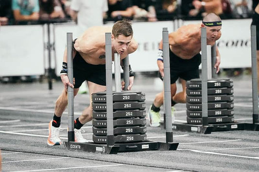 HYROX athlete competing in a hybrid fitness race