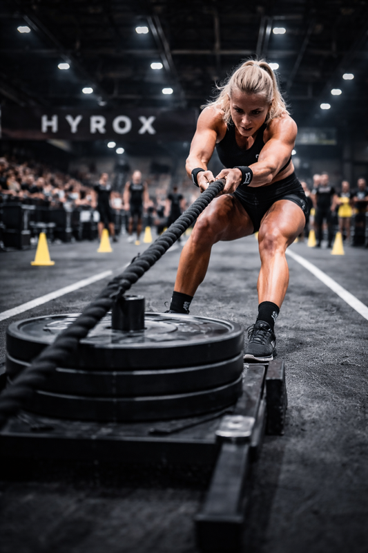 HYROX athlete performing the sled pull