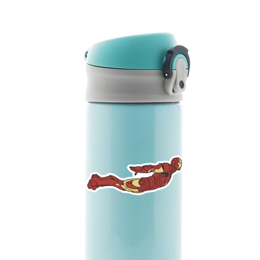 Iron Man sticker applied to a reusable water bottle