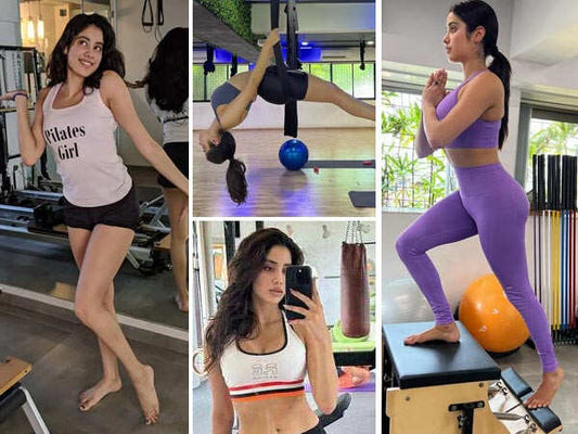 Janhvi Kapoor training in a gym and Pilates setting