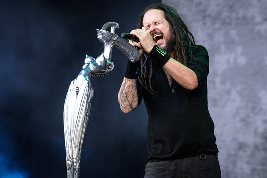 Jonathan Davis singing with Korn during a live festival performance