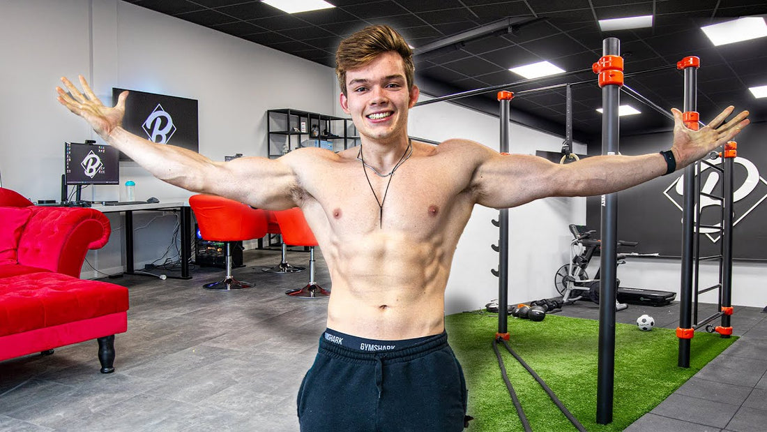 Browney showing a lean athletic upper-body physique in a gym