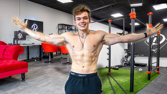 Browney showing a lean athletic upper-body physique in a gym
