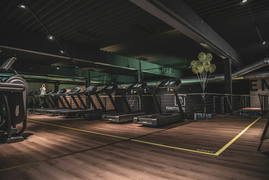 Modern smart home gym equipment in a compact training space